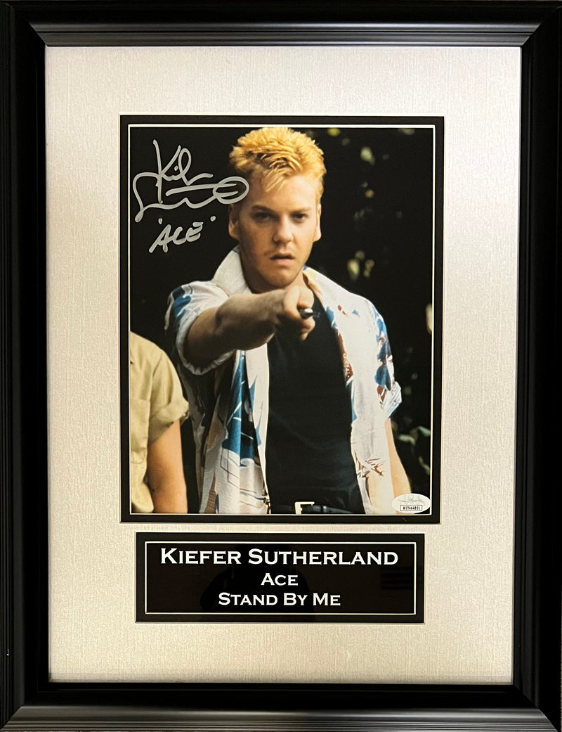 Kiefer Sutherland signed inscribed framed 8x10 photo JSA Witness Stand By Me Ace