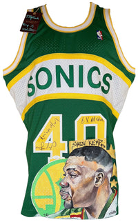 Shawn Kemp auto signed inscribed jersey Hand Painted 1/1 Seattle SuperSonics JSA