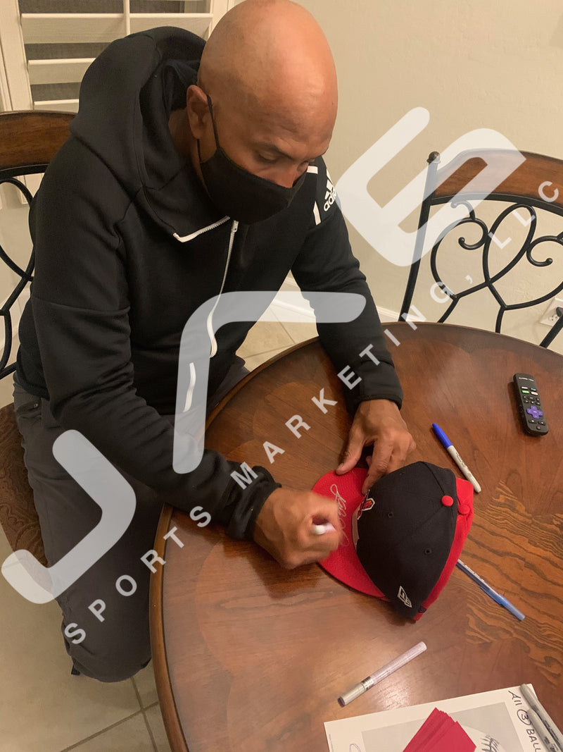 Sandy Alomar signed Hat autographed inscribed 90 ROY Cleveland Indians PSA COA - JAG Sports Marketing