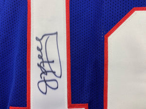 JIM KELLY SIGNED CUSTOM BLUE PRO STYLE AUTOGRAPHED JERSEY JSA COA MACHINE GUN - JAG Sports Marketing