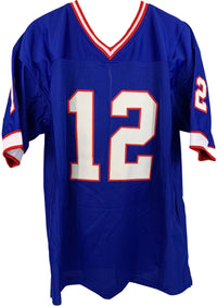 JIM KELLY SIGNED CUSTOM BLUE PRO STYLE AUTOGRAPHED JERSEY JSA COA MACHINE GUN - JAG Sports Marketing