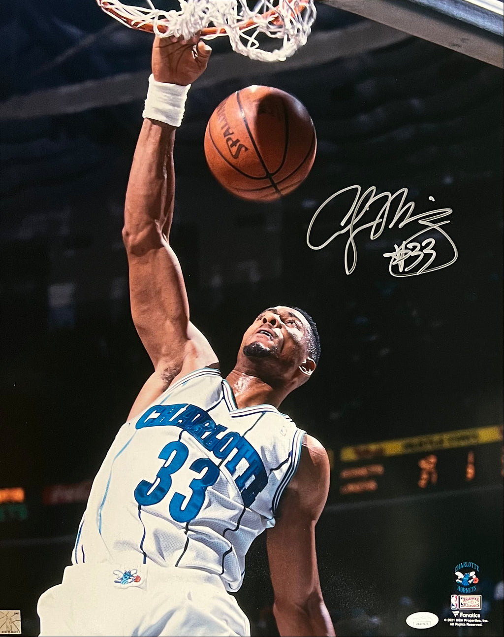 Alonzo Mourning autographed signed 16x20 photo NBA Charlotte Hornets JSA Witness