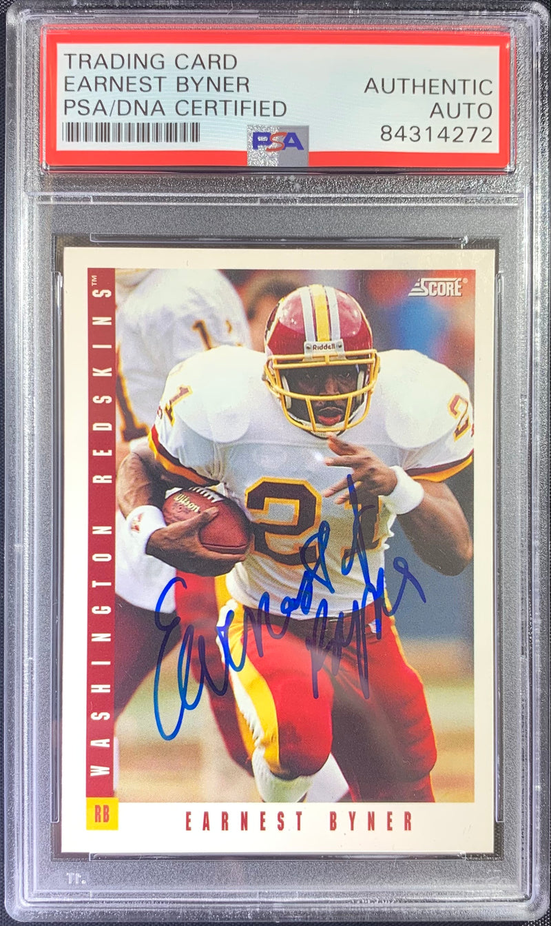 Earnest Byner autographed signed 1993 Score card #244 Redskins PSA Encapsulated