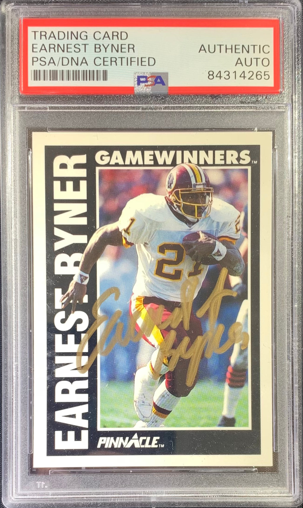 Earnest Byner auto signed 1991 Pinnacle card #368 Redskins PSA Encapsulated