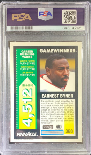 Earnest Byner auto signed 1991 Pinnacle card #368 Redskins PSA Encapsulated