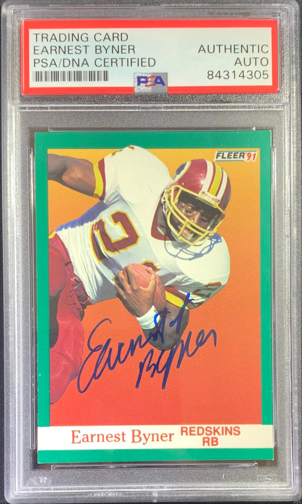 Earnest Byner autographed signed 1991 Fleer card #383 Redskins PSA Encapsulated