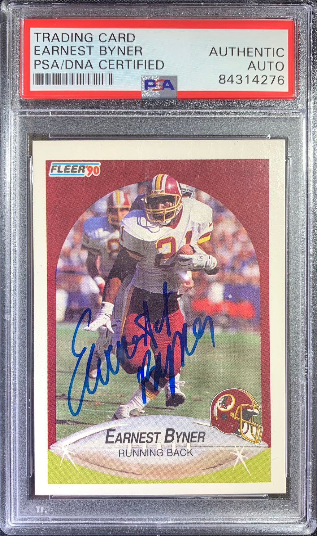 Earnest Byner autographed signed 1990 Fleer card #U-20 Redskins PSA Encapsulated