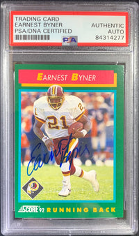 Earnest Byner autographed signed 1992 Score card #296 Redskins PSA Encapsulated