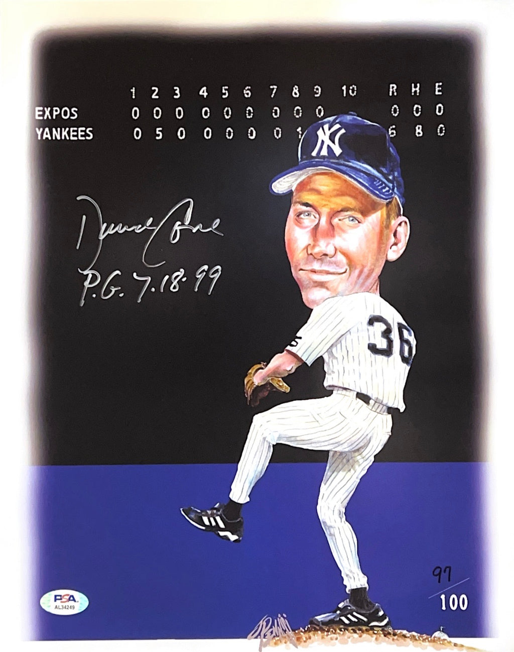 David Cone autographed inscribed 11x14 photo MLB New York Yankees PSA COA