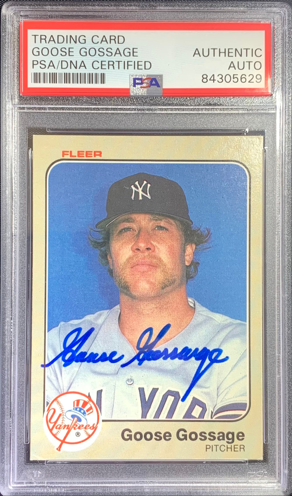 Goose Gossage auto card 1983 Fleer #381 MLB New York Yankees PSA Encapsulated