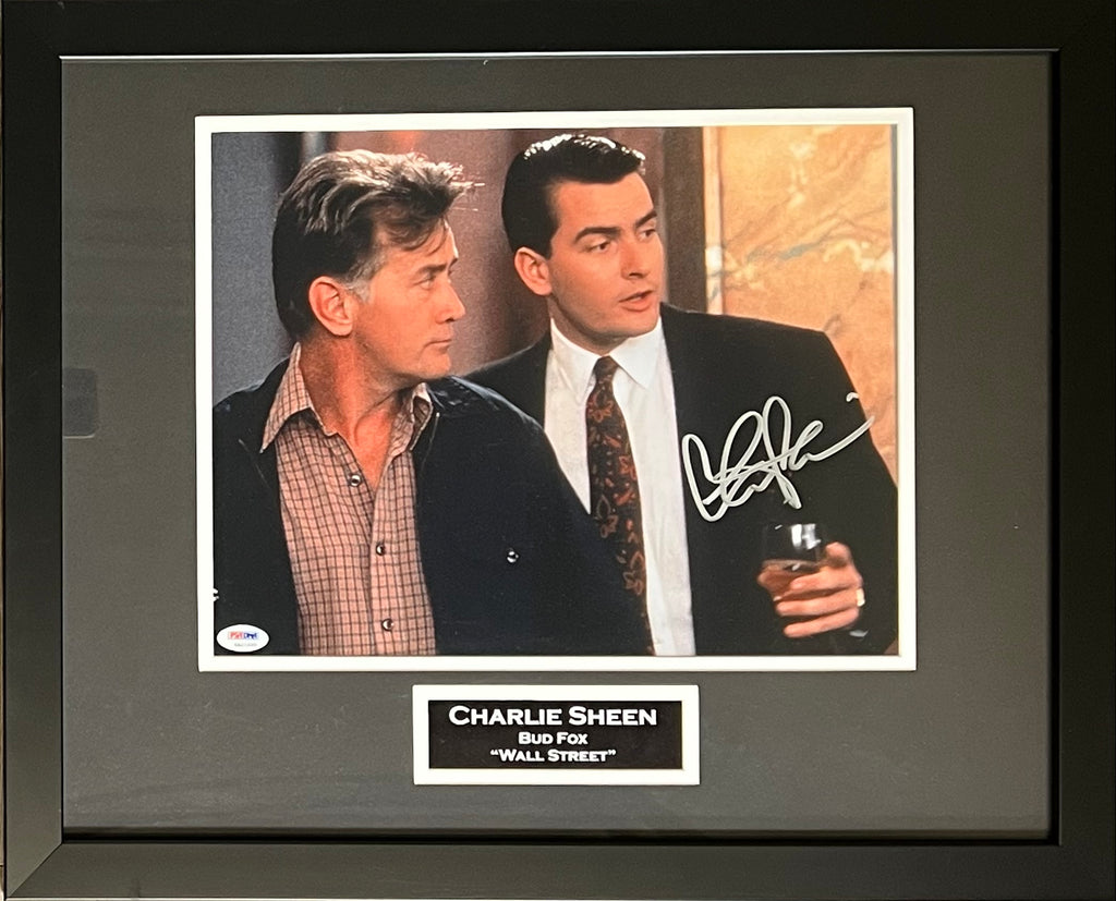 Charlie Sheen autographed framed signed 11x14 photo Wall Street PSA COA Bud Fox