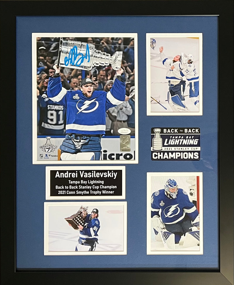 Andrei Vasilevskiy framed signed 8x10 photos NHL Tampa Bay Lightning JSA COA