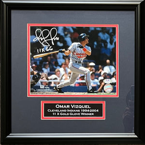 Omar Vizquel autographed inscribed framed 8x10 photo Cleveland Indians PSA COA