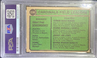 Red Schoendienst auto card 1974 Topps #236 St. Louis Cardinals PSA Encapsulated