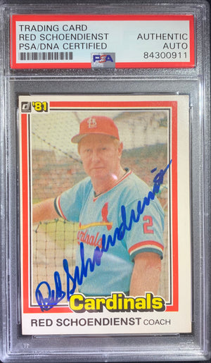 Red Schoendienst auto card 1981 Donruss St. Louis Cardinals PSA Encapsulated