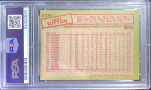 Don Sutton auto card 1985 Topps #729 MLB Milwaukee Brewers PSA Encapsulated