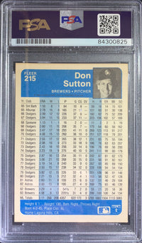Don Sutton auto card 1984 Fleer #215 MLB Milwaukee Brewers PSA Encapsulated
