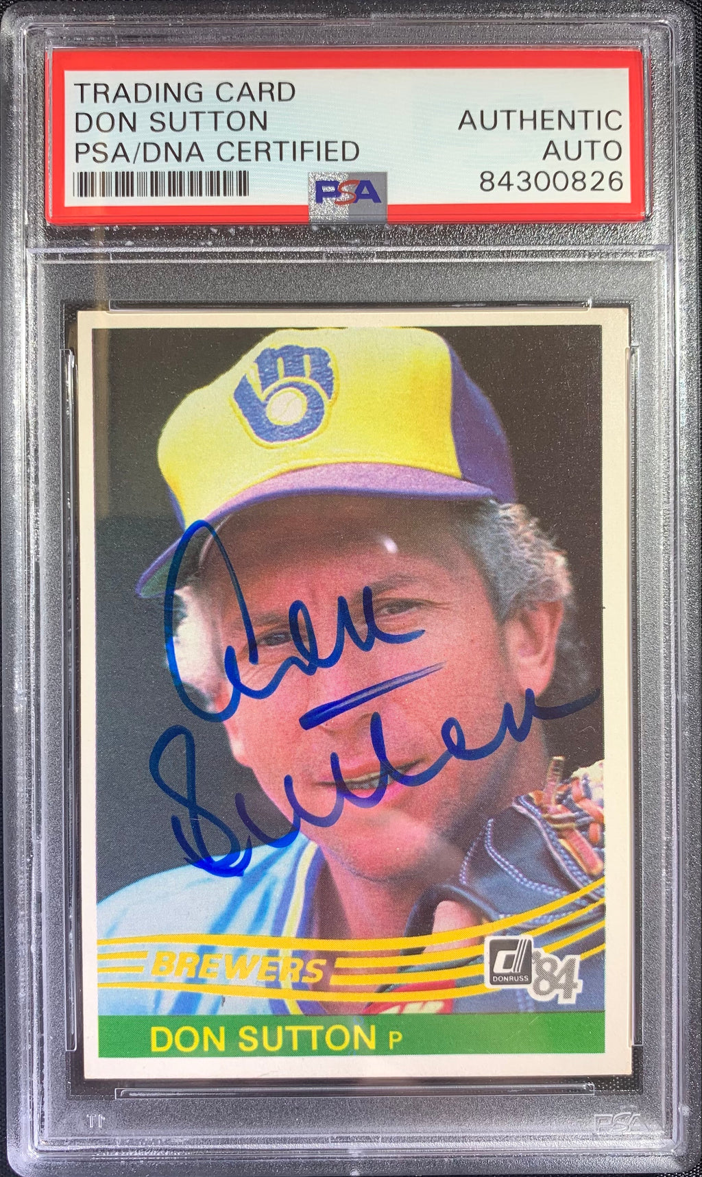 Don Sutton auto card 1984 Donruss #414 MLB Milwaukee Brewers PSA Encapsulated