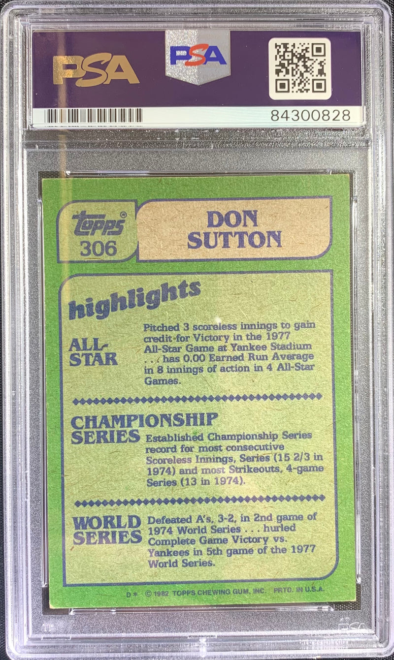 Don Sutton auto card 1982 Topps #306 MLB Huston Astros PSA Encapsulated