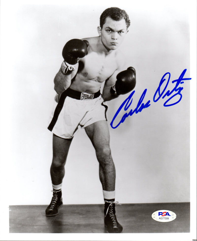 Carlos Ortiz autographed signed 8x10 photo Boxing PSA COA WBC Champion - JAG Sports Marketing