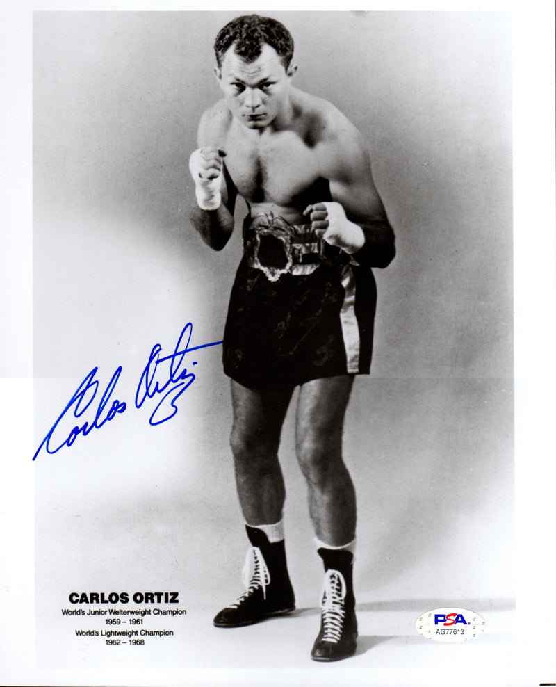 Carlos Ortiz autographed signed 8x10 photo Boxing PSA COA WBC Champion - JAG Sports Marketing
