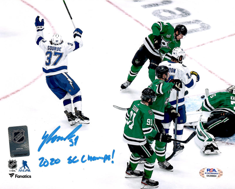 Yanni Gourde autographed inscribed 8x10 photo NHL Tampa Bay Lightning PSA COA - JAG Sports Marketing
