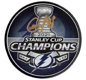 Mikhail Sergachev autographed signed puck NHL Tampa Bay Lightning JSA Witness