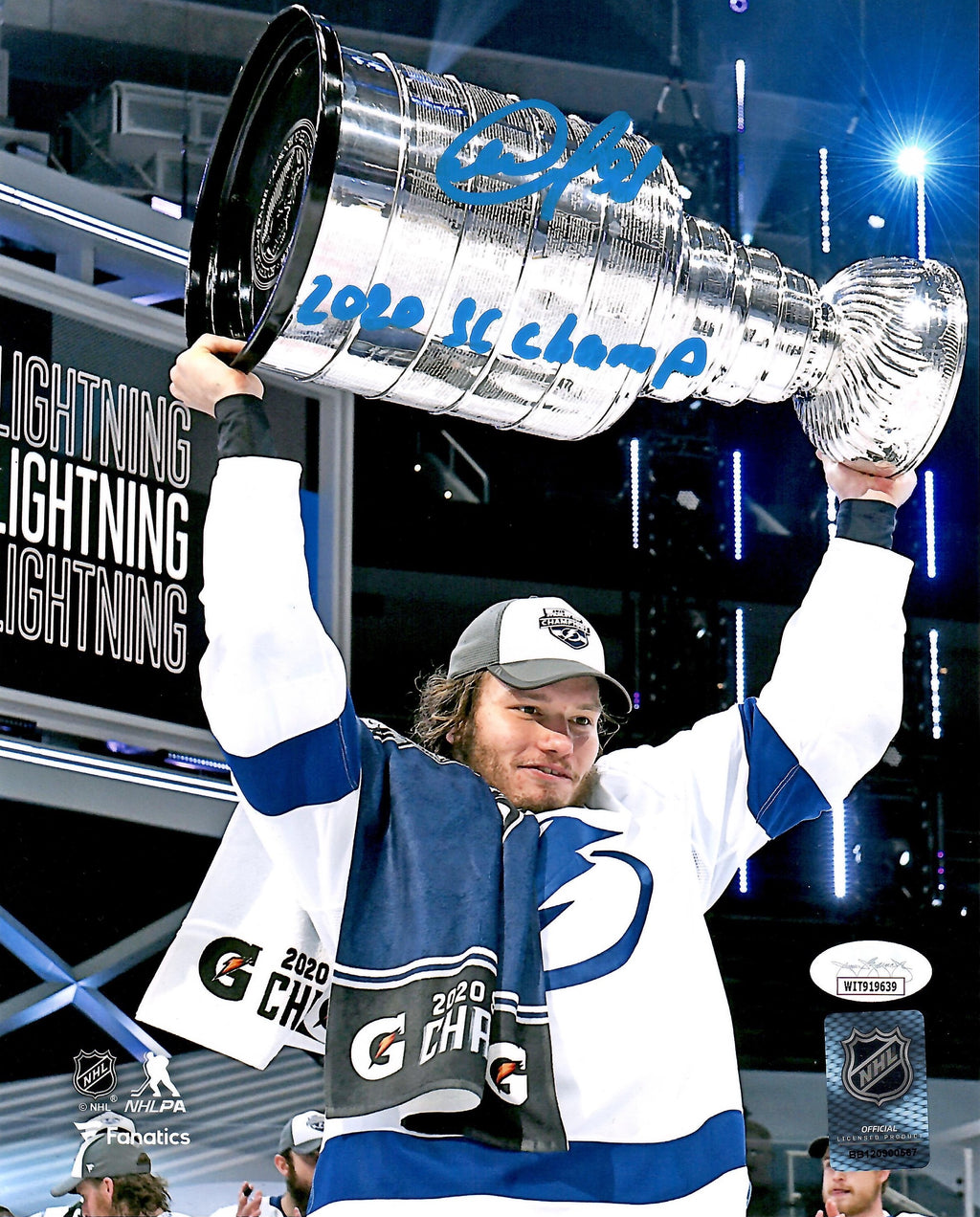 Mikhail Sergachev signed inscribed 8x10 photo NHL Tampa Bay Lightning JSA COA