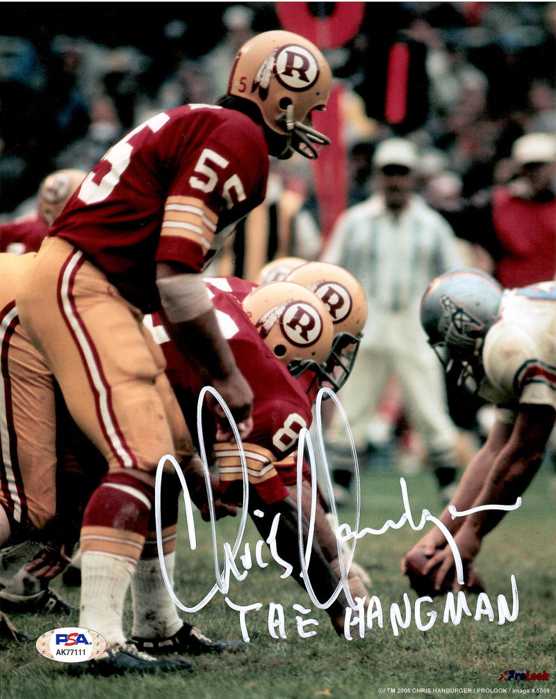 Chris Hanburger signed inscribed 8x10 photo NFL Washington Redskins PSA COA