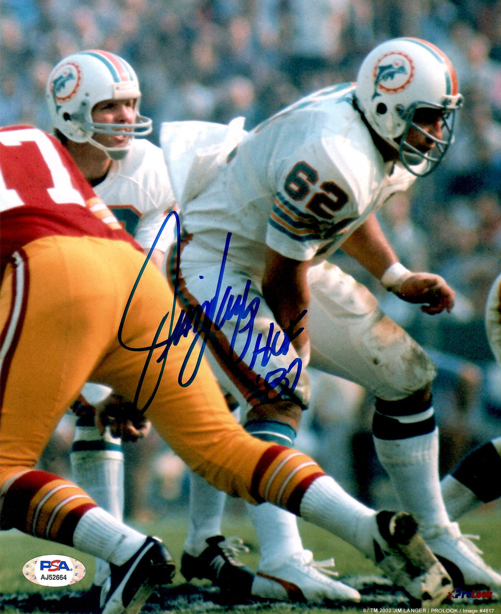 Jim Langer autographed signed inscribed 8x10 photo NFL Miami Dolphins PSA COA