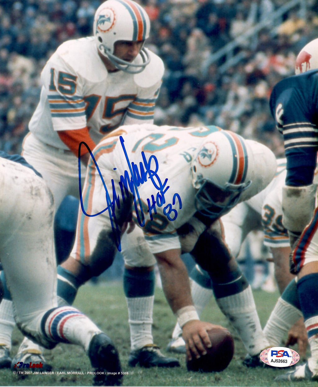 Jim Langer autographed signed inscribed 8x10 photo NFL Miami Dolphins PSA COA