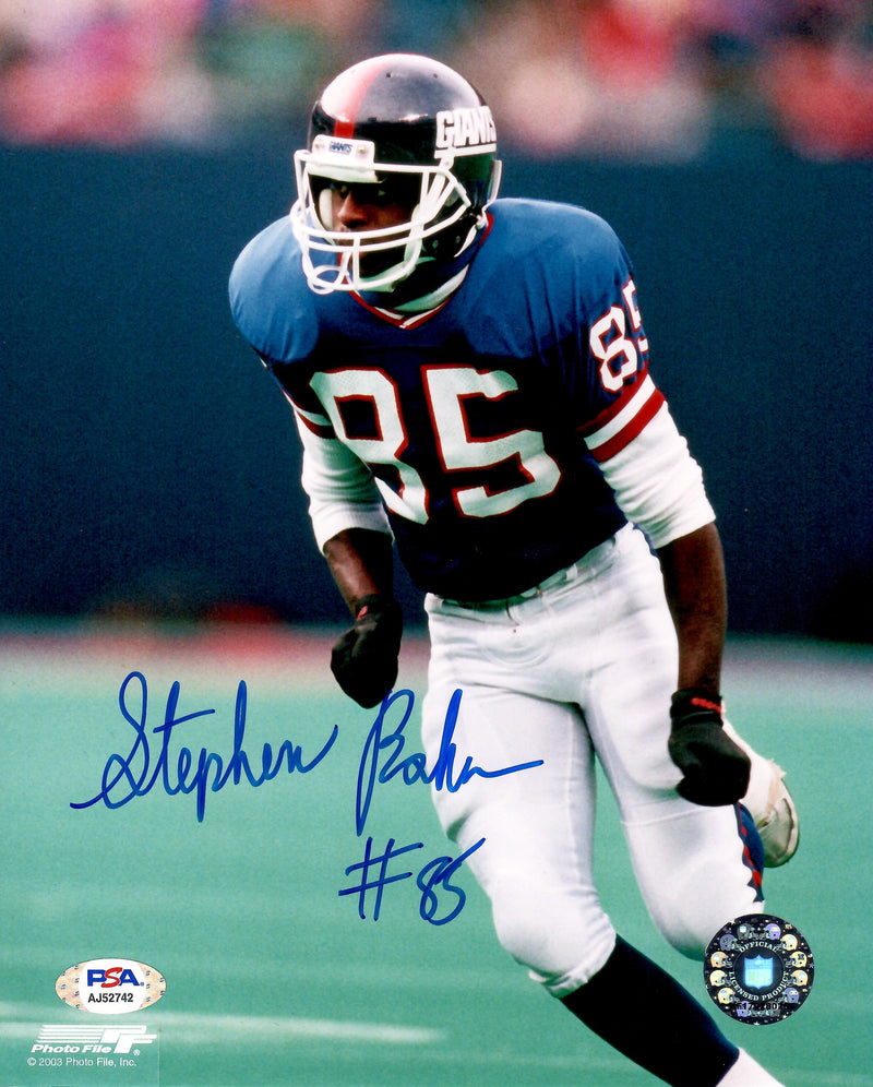 Stephen Baker autographed signed 8x10 photo NFL New York Giants PSA COA