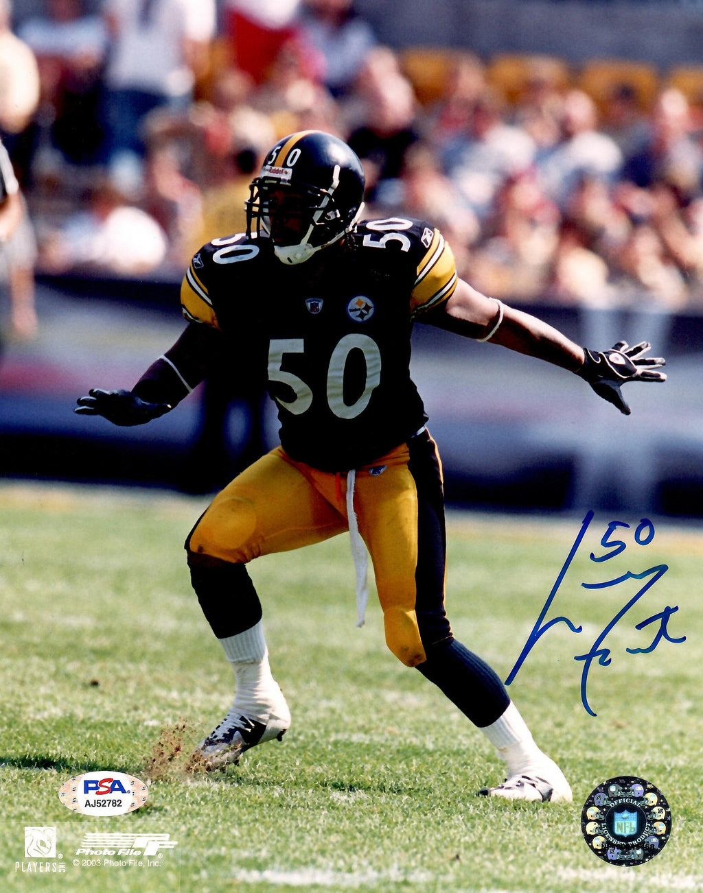 Larry Foote autographed signed 8x10 photo Pittsburgh Steelers PSA COA