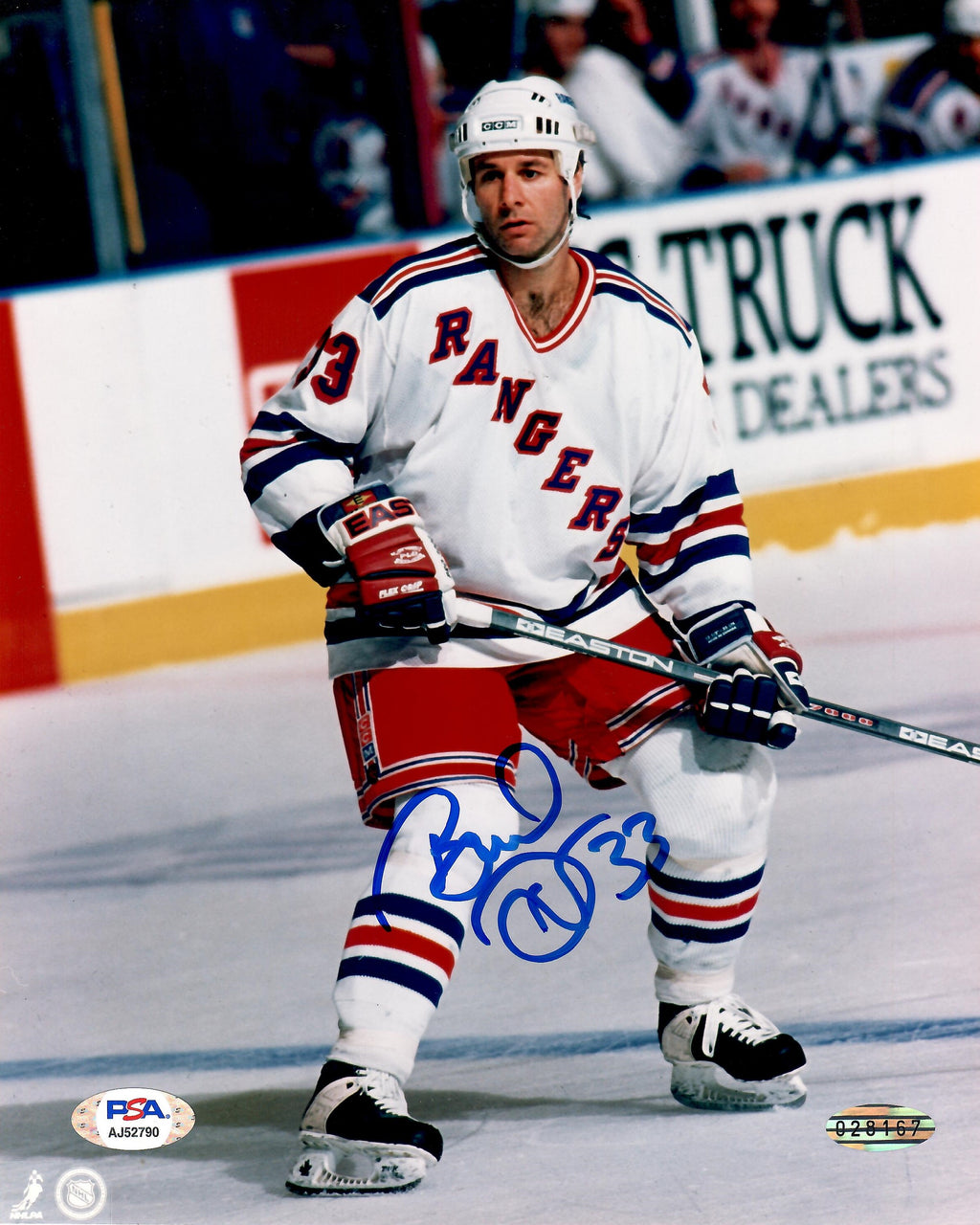 Bruce Driver autographed signed 8x10 photo NHL New York Rangers PSA COA