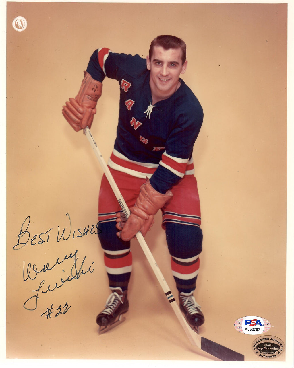 Danny Lewicki autographed signed inscribed 8x10 photo NHL New York Rangers PSA