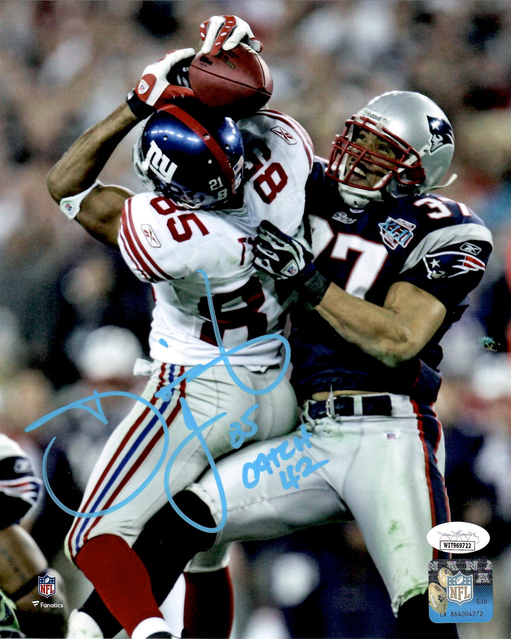 David Tyree autographed signed inscribed 8x10 photo NFL New York Giants JSA COA