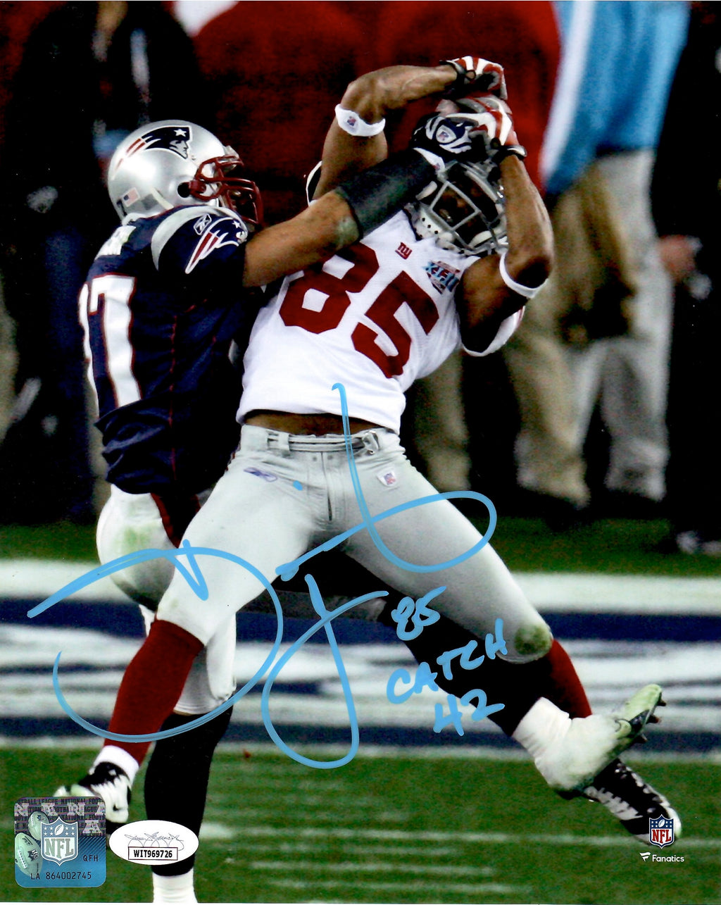 David Tyree autographed signed inscribed 8x10 photo NFL New York Giants JSA COA