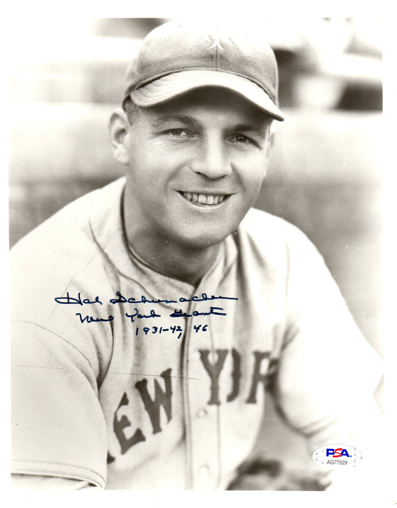 Hal Schumacher autographed signed inscribed 8x10 photo MLB New York Giants PSA - JAG Sports Marketing