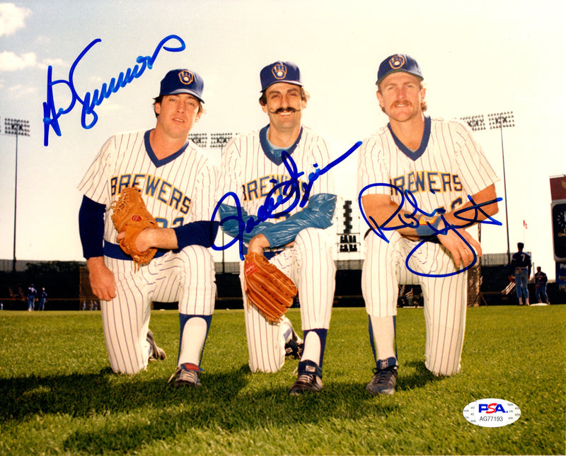 T. Simmons R. Fingers R. Yount autograph signed 8x10 photo Milwaukee Brewers PSA - JAG Sports Marketing