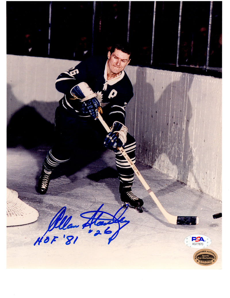 Allan Stanley autographed signed inscribed 8x10 photo NHL Toronto Maple Leaf PSA - JAG Sports Marketing