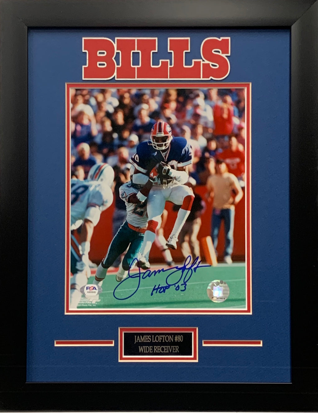 James Lofton autographed inscribed framed 8x10 photo NFL Buffalo Bills PSA COA