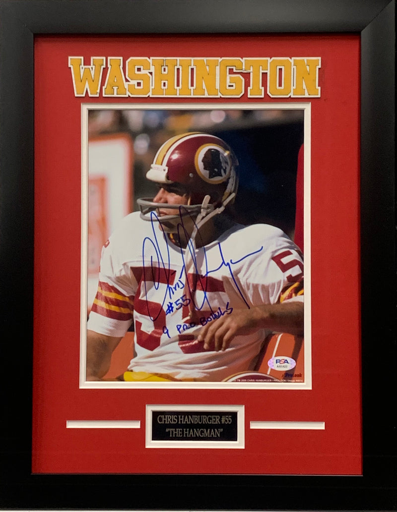 Chris Hanburger autographed inscribed framed 8x10 photo NFL Washington PSA COA