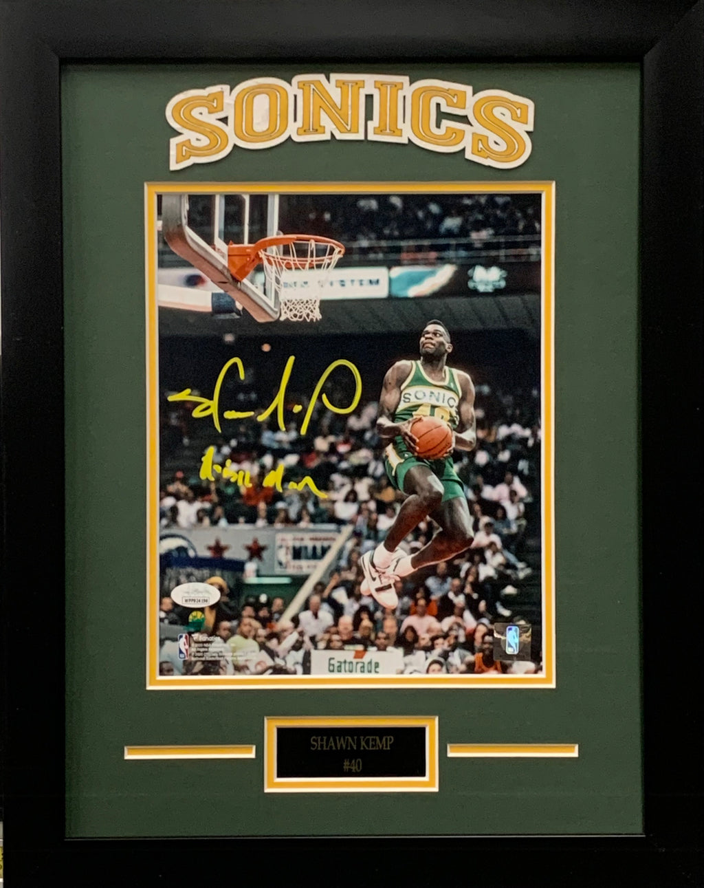 Shawn Kemp autographed signed inscribed 8x10 framed NBA Seattle SuperSonics JSA