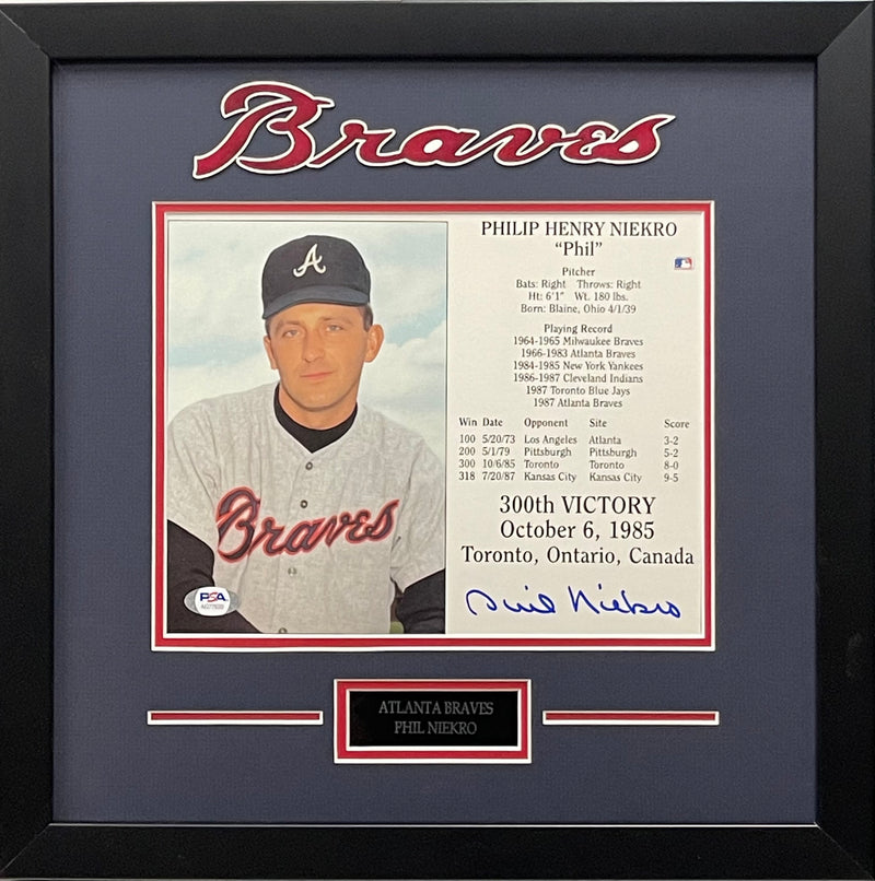 Philip Niekro autographed signed framed 8x10 photo MLB Atlanta Braves PSA COA - JAG Sports Marketing