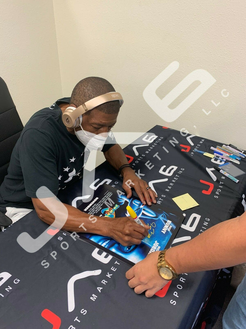 Billy West Larry Johnson Muggsy Bogues signed 11x14 photo Space Jam JSA Witness